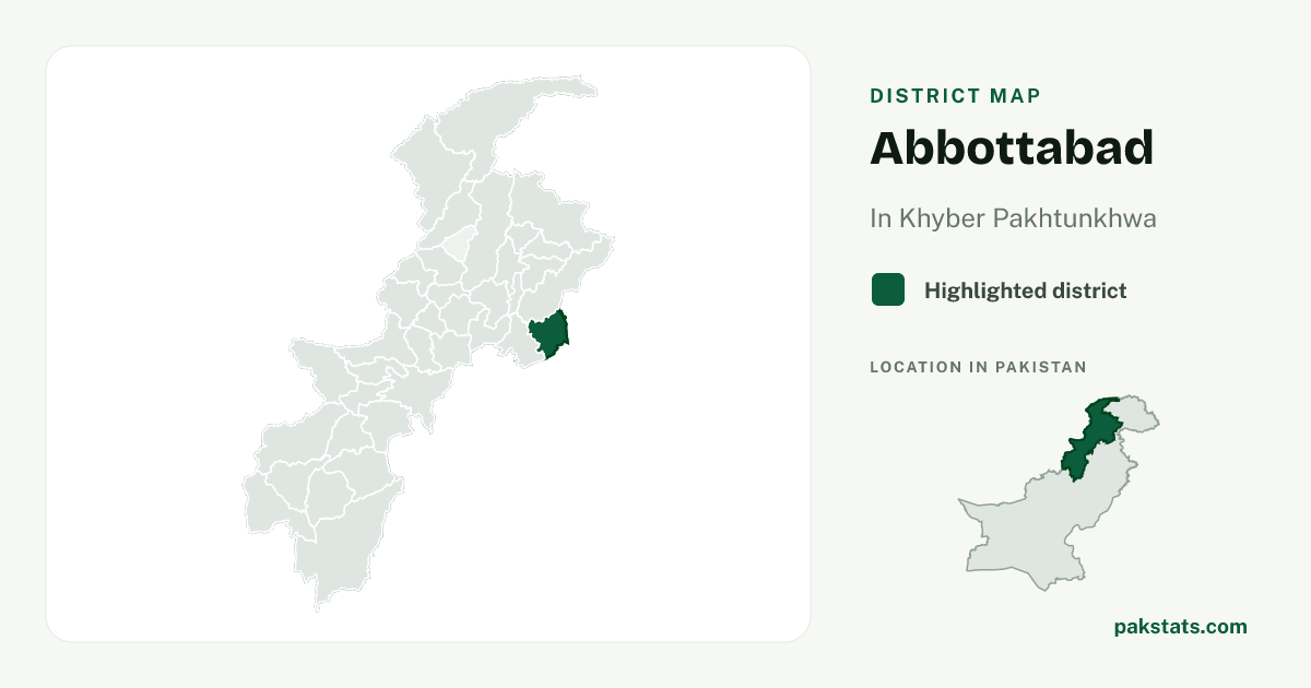 Locator map of Abbottabad highlighted within Khyber Pakhtunkhwa.
