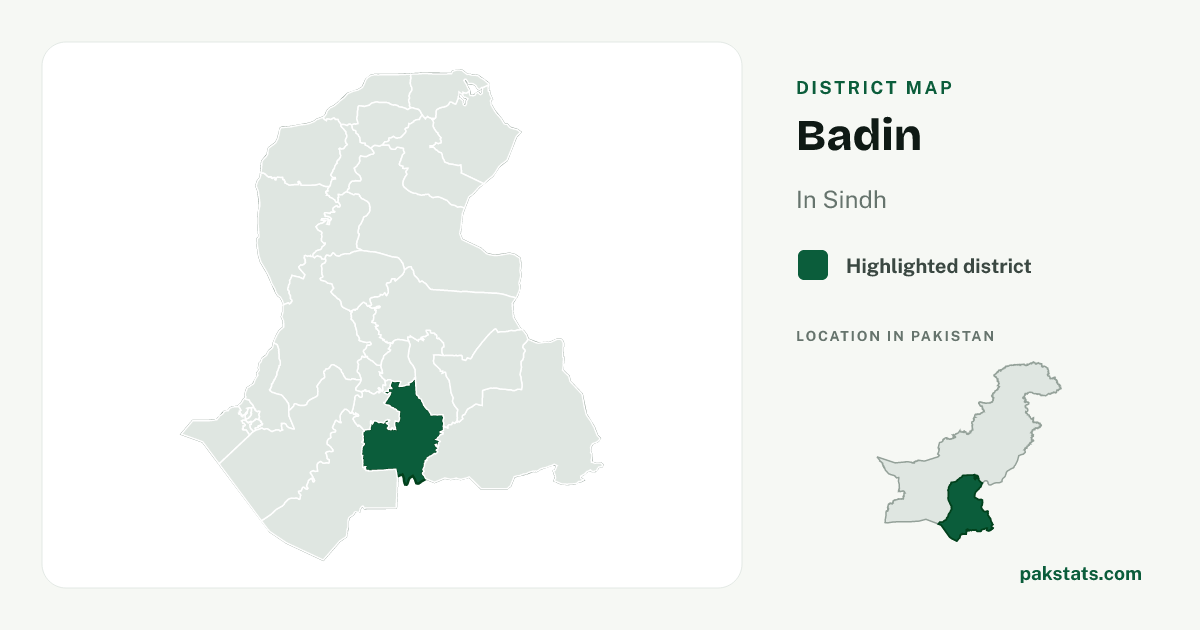 Locator map of Badin highlighted within Sindh.