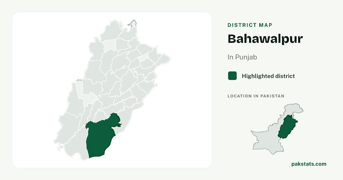 Locator map of Bahawalpur highlighted within Punjab.