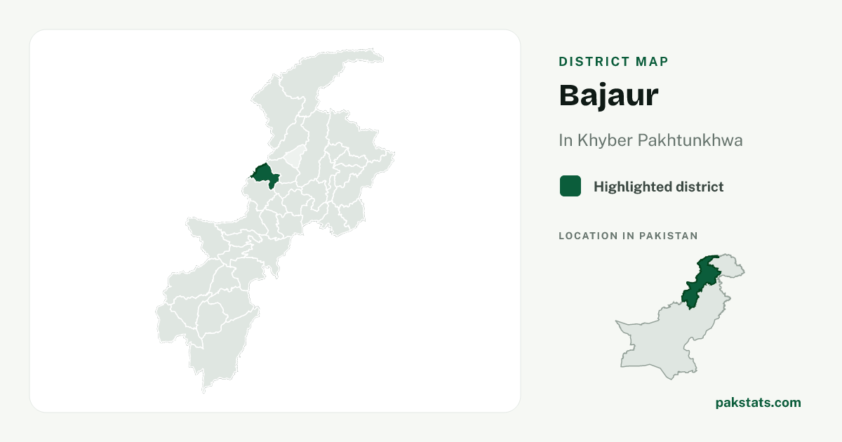 Locator map of Bajaur highlighted within Khyber Pakhtunkhwa.