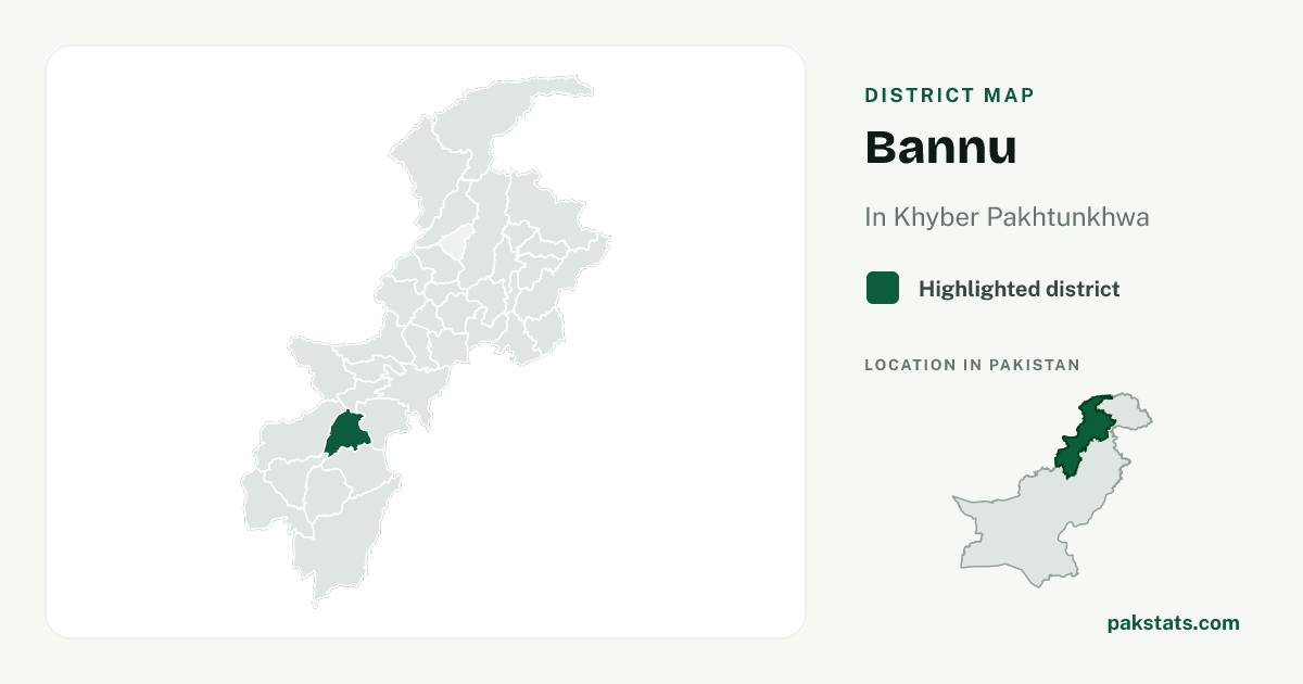 Locator map of Bannu highlighted within Khyber Pakhtunkhwa.