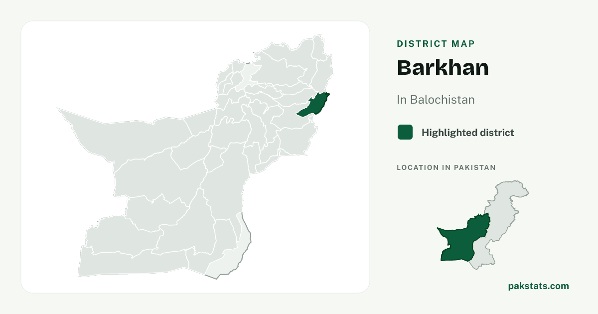 Locator map of Barkhan highlighted within Balochistan.