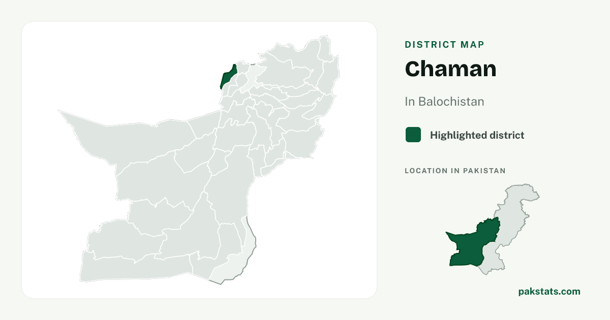 Locator map of Chaman highlighted within Balochistan.