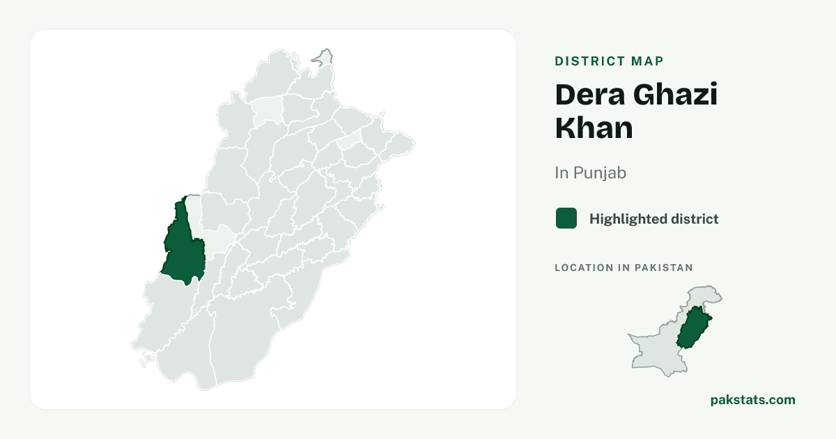 Locator map of Dera Ghazi Khan highlighted within Punjab.