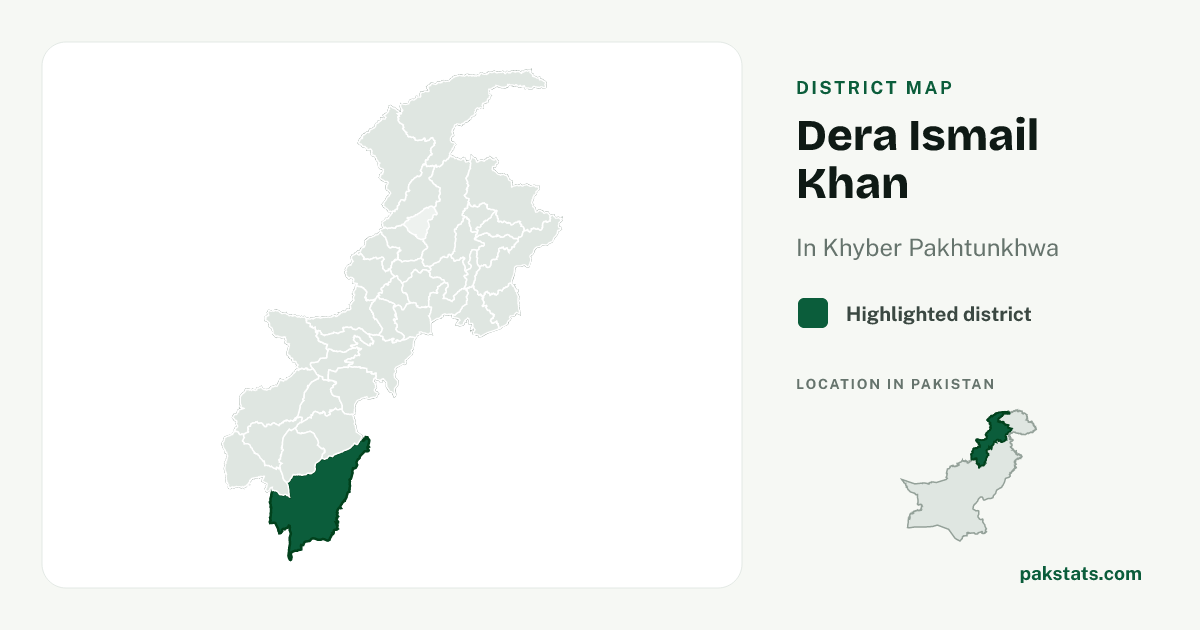 Locator map of Dera Ismail Khan highlighted within Khyber Pakhtunkhwa.