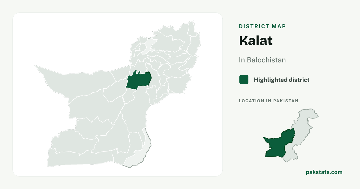 Locator map of Kalat highlighted within Balochistan.