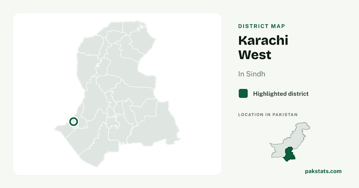Locator map of Karachi West highlighted within Sindh.