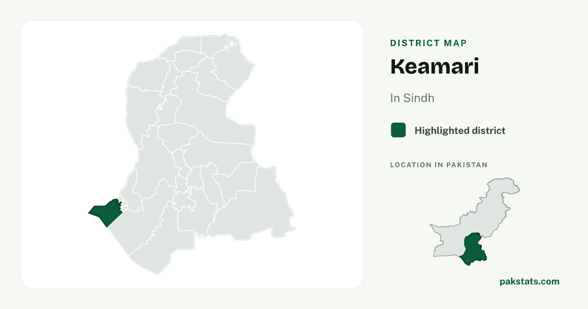 Locator map of Keamari highlighted within Sindh.
