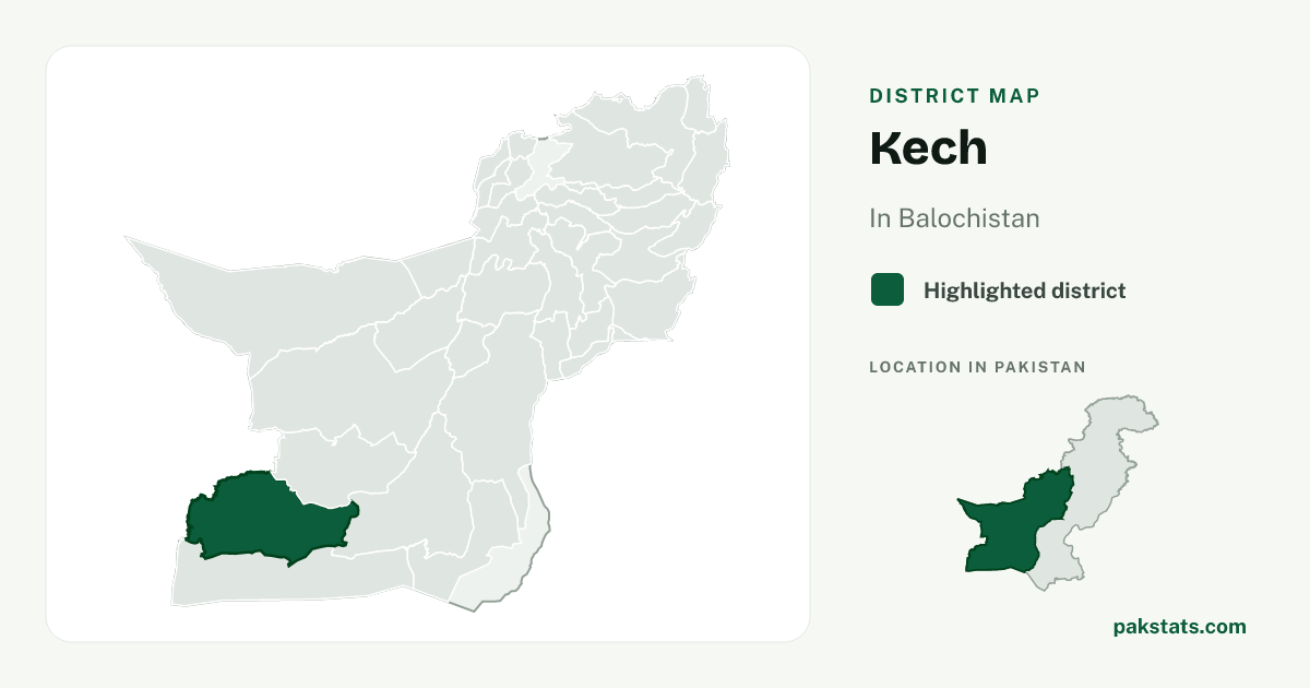 Locator map of Kech highlighted within Balochistan.