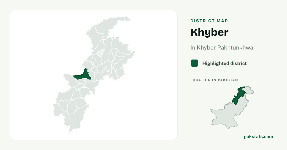 Locator map of Khyber highlighted within Khyber Pakhtunkhwa.