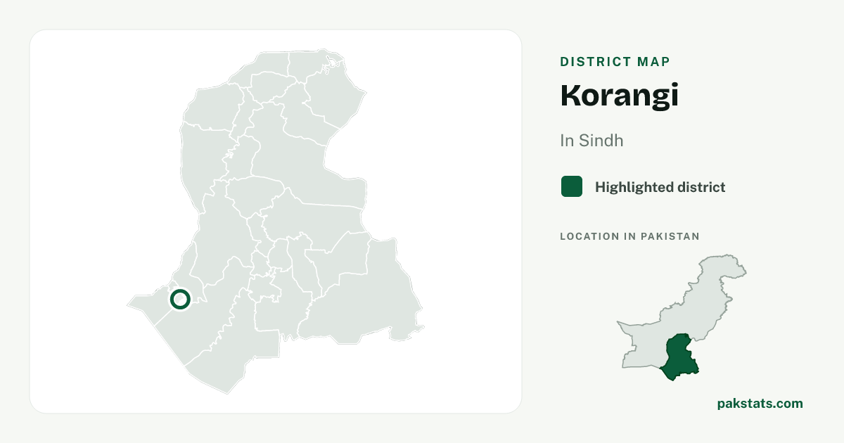 Locator map of Korangi highlighted within Sindh.
