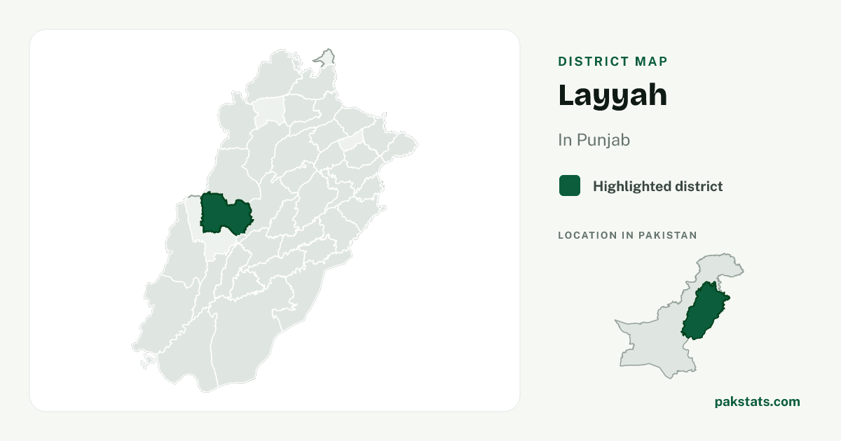 Locator map of Layyah highlighted within Punjab.