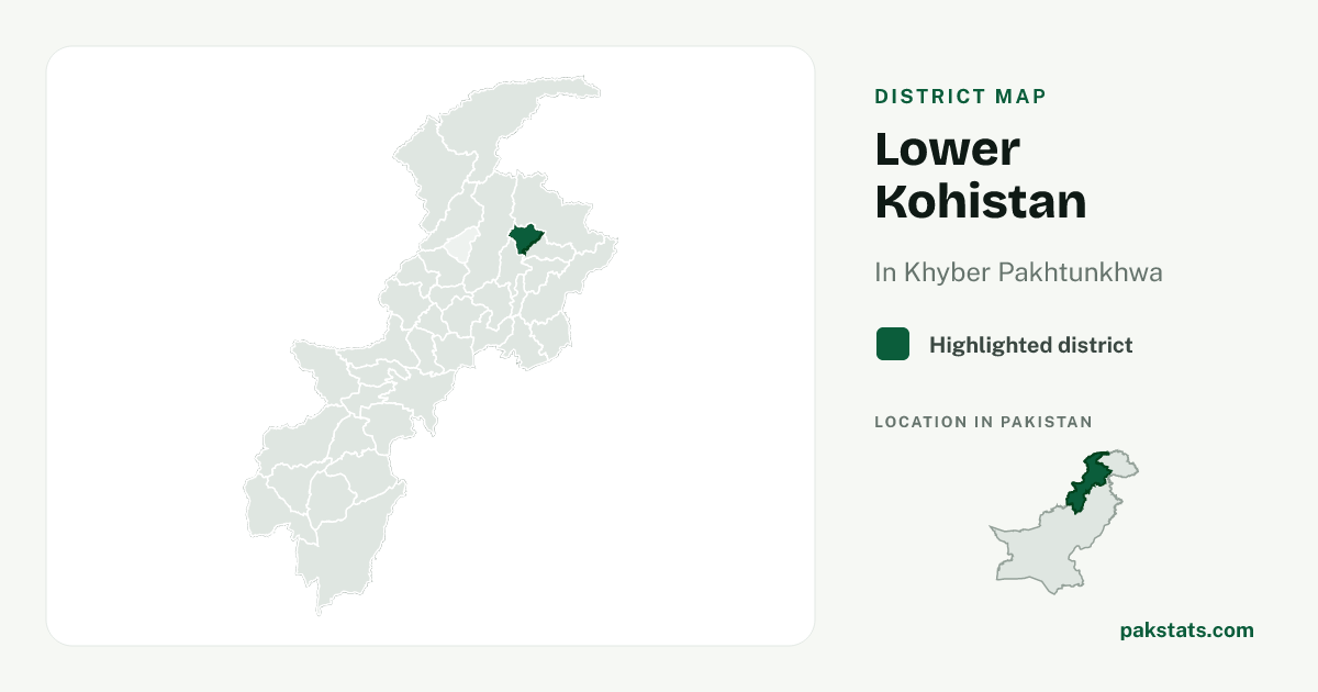 Locator map of Lower Kohistan highlighted within Khyber Pakhtunkhwa.