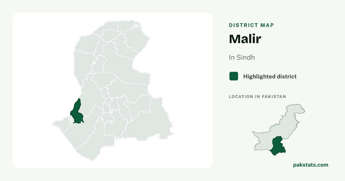 Locator map of Malir highlighted within Sindh.