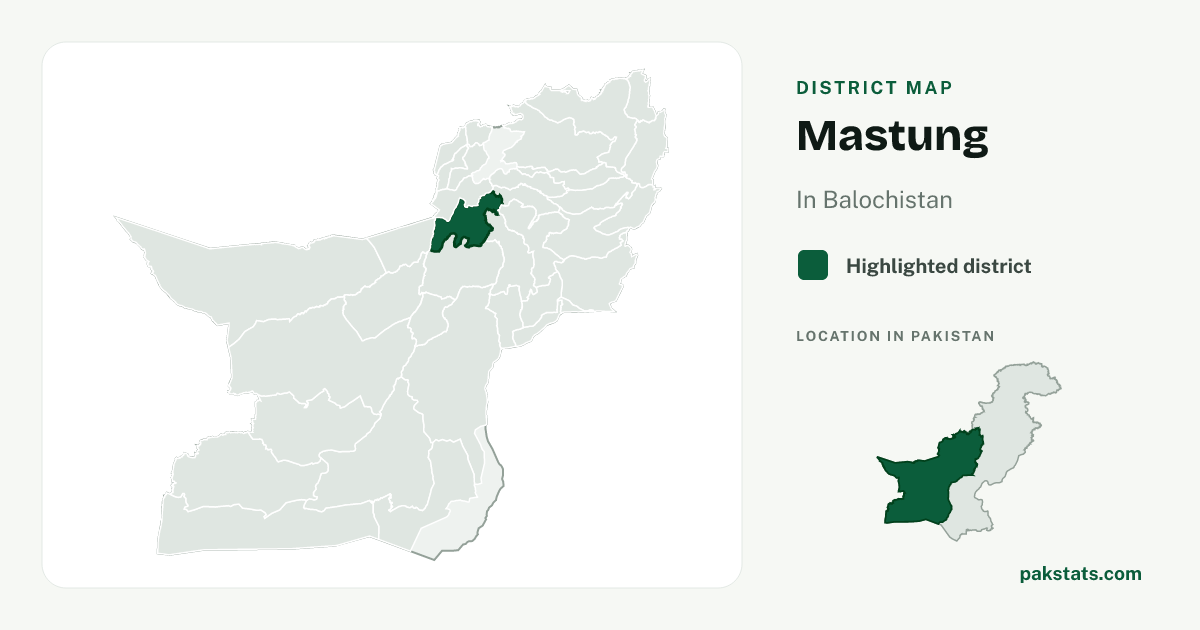 Locator map of Mastung highlighted within Balochistan.