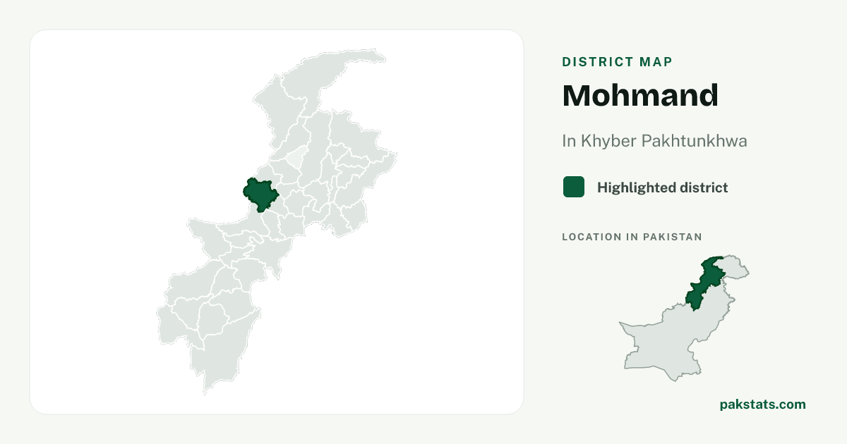 Locator map of Mohmand highlighted within Khyber Pakhtunkhwa.