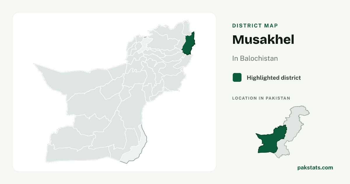Locator map of Musakhel highlighted within Balochistan.