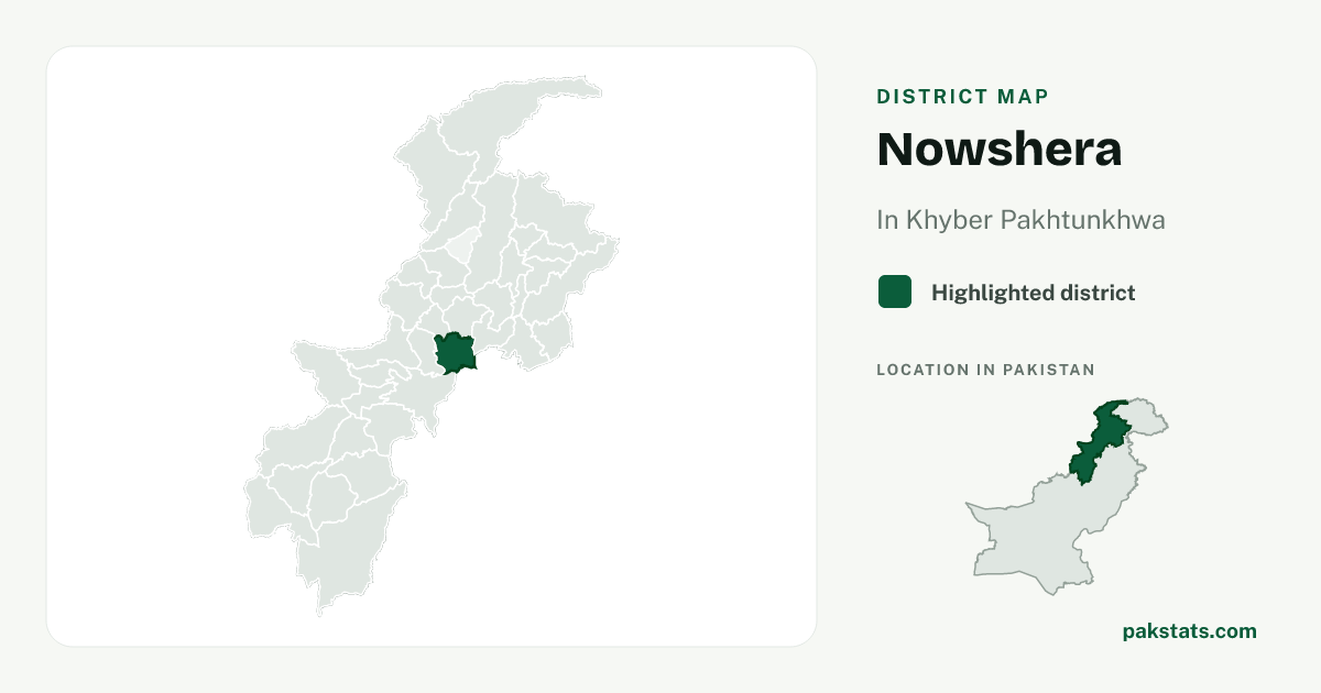 Locator map of Nowshera highlighted within Khyber Pakhtunkhwa.