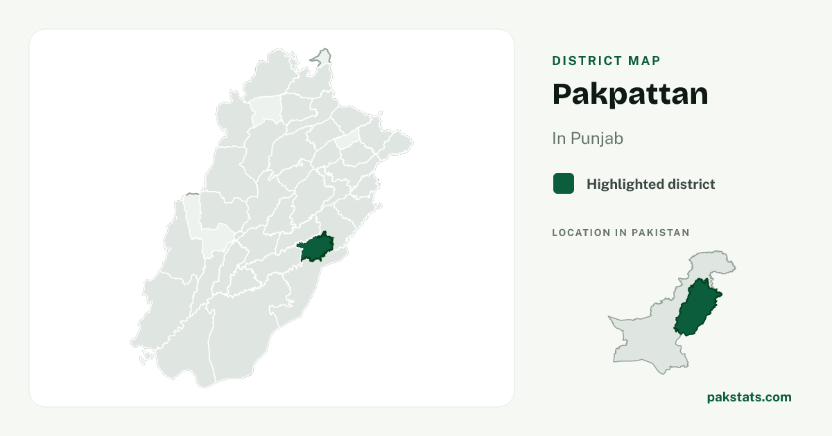 Locator map of Pakpattan highlighted within Punjab.