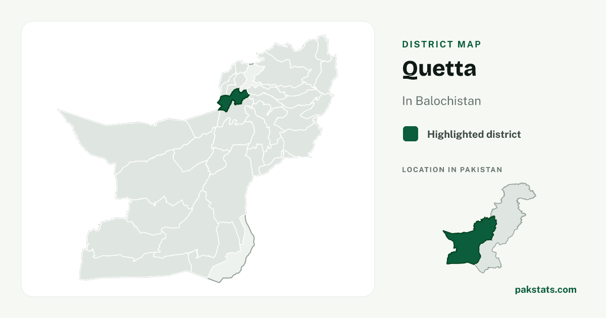Locator map of Quetta highlighted within Balochistan.
