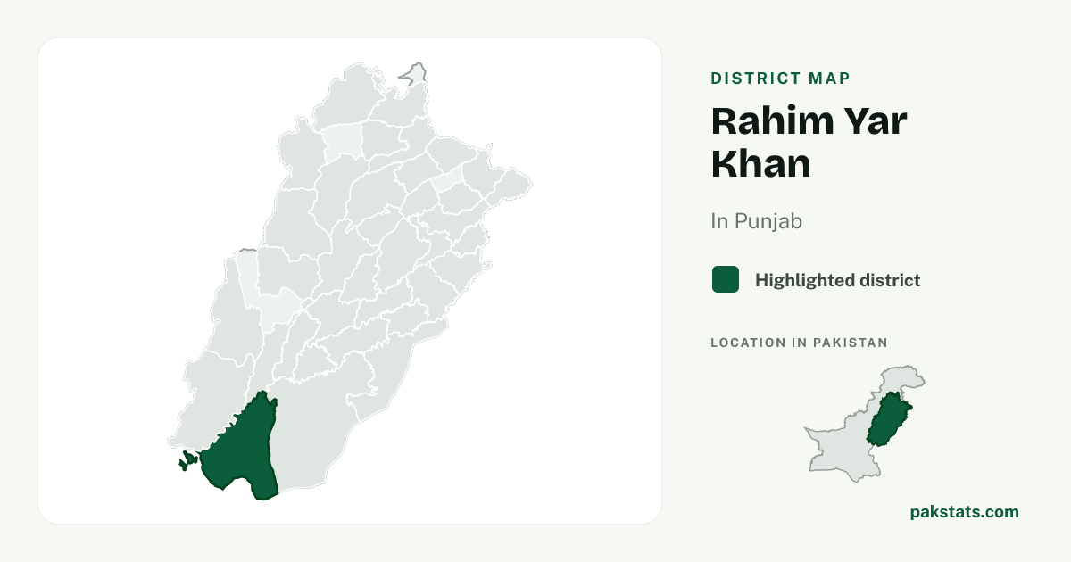 Locator map of Rahim Yar Khan highlighted within Punjab.
