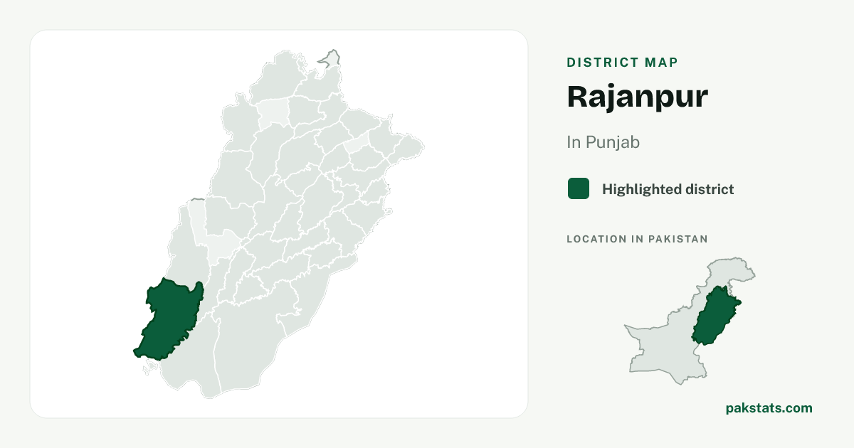 Locator map of Rajanpur highlighted within Punjab.