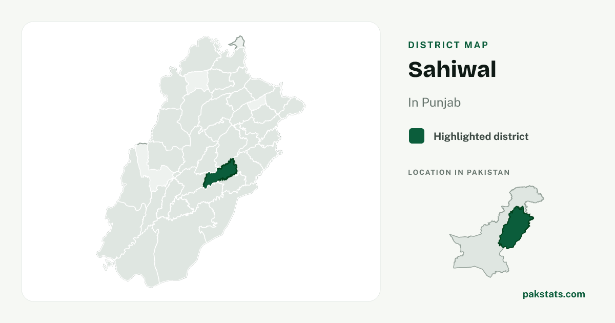 Locator map of Sahiwal highlighted within Punjab.