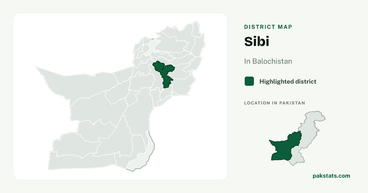 Locator map of Sibi highlighted within Balochistan.