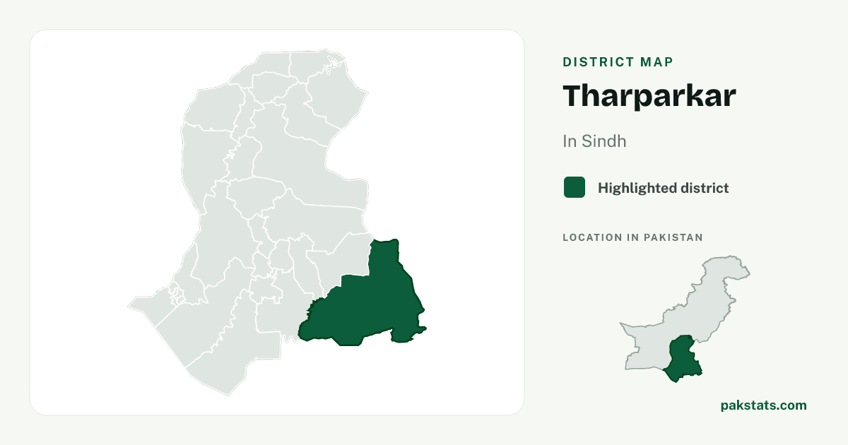 Locator map of Tharparkar highlighted within Sindh.