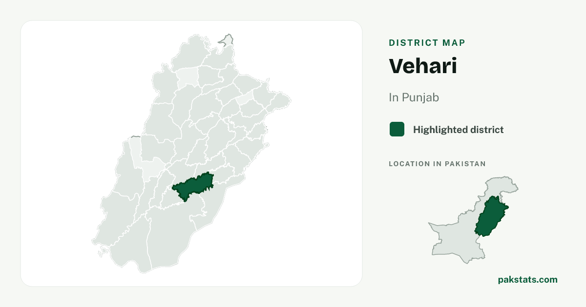 Locator map of Vehari highlighted within Punjab.