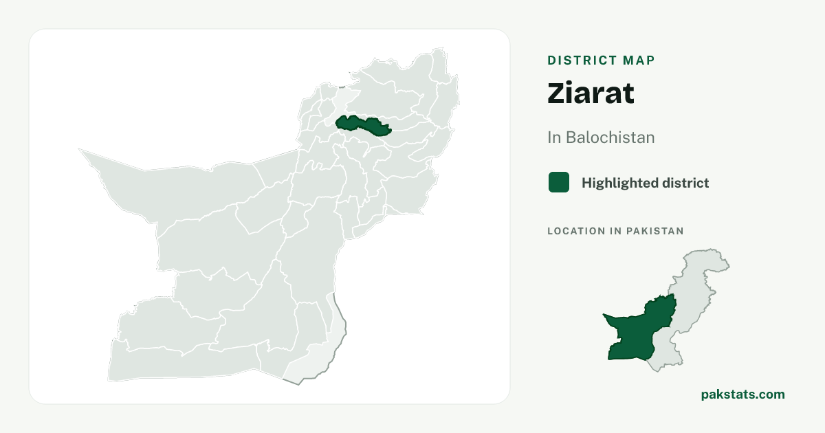 Locator map of Ziarat highlighted within Balochistan.