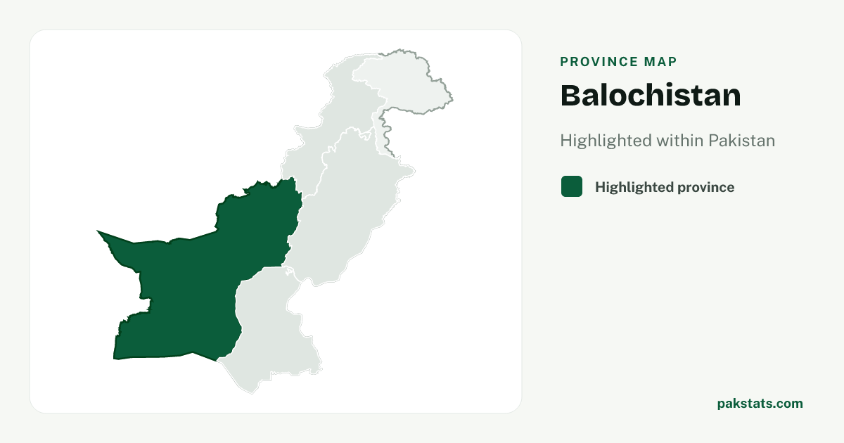 Locator map of Pakistan with Balochistan highlighted.