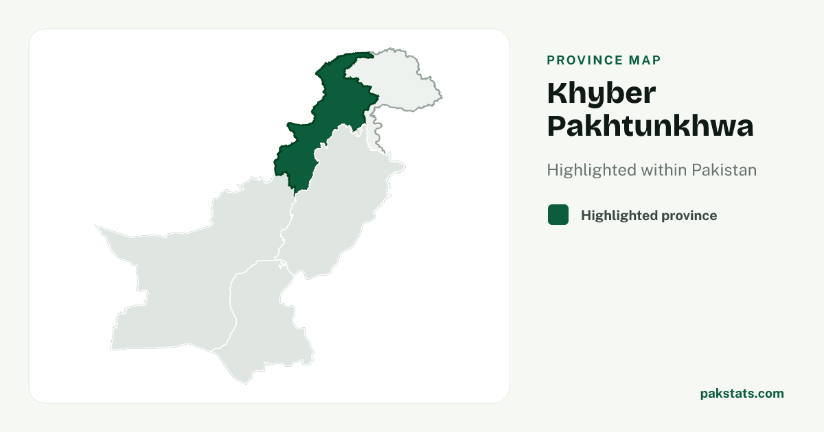 Locator map of Pakistan with Khyber Pakhtunkhwa highlighted.