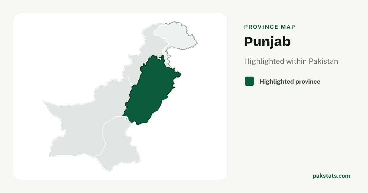 Locator map of Pakistan with Punjab highlighted.