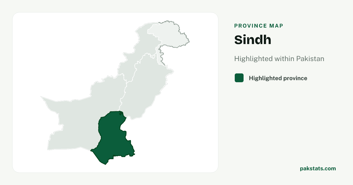 Locator map of Pakistan with Sindh highlighted.