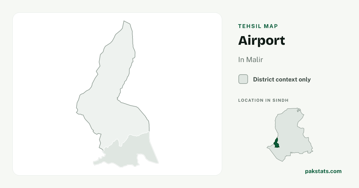 District context map for Airport; no unambiguous current boundary matches the 2023 census tehsil.
