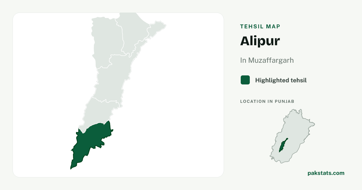Locator map of Alipur highlighted within Muzaffargarh.