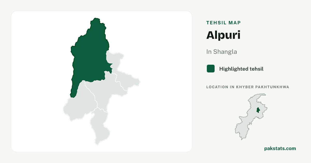 Locator map of Alpuri highlighted within Shangla.