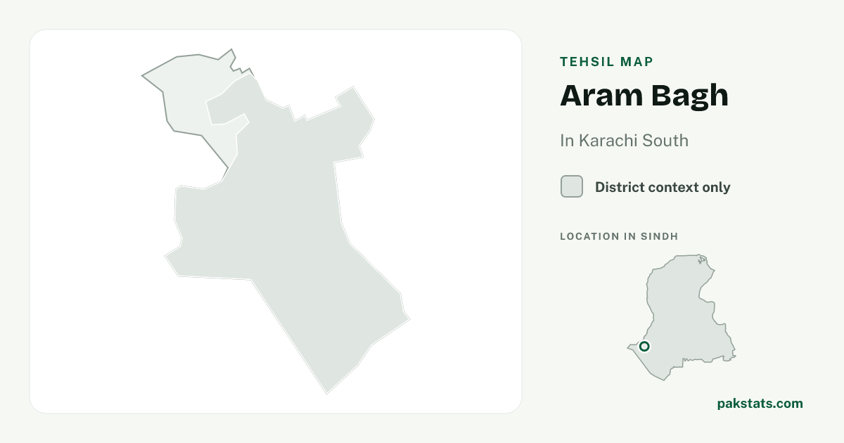 District context map for Aram Bagh; no unambiguous current boundary matches the 2023 census tehsil.