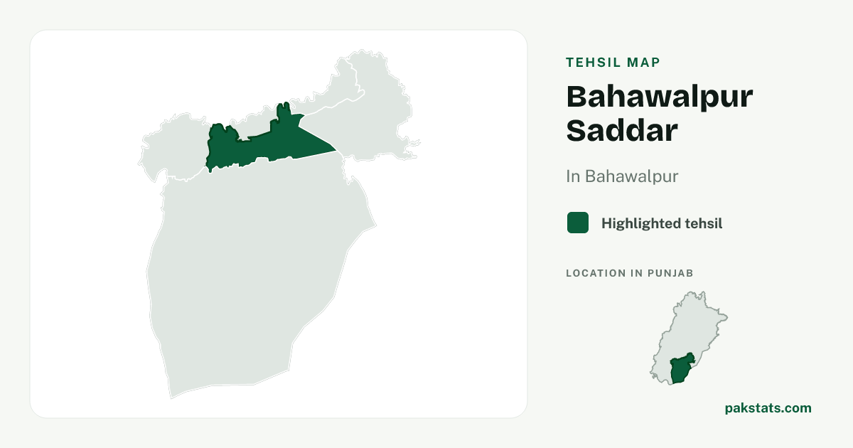Locator map of Bahawalpur Saddar highlighted within Bahawalpur.