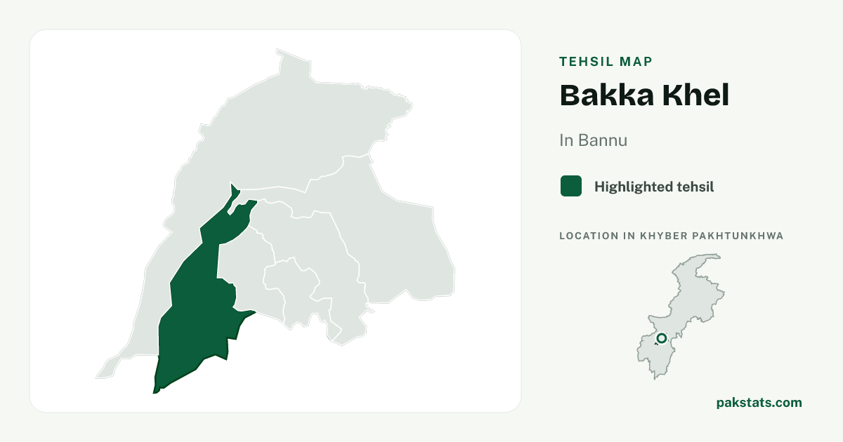 Locator map of Bakka Khel highlighted within Bannu.