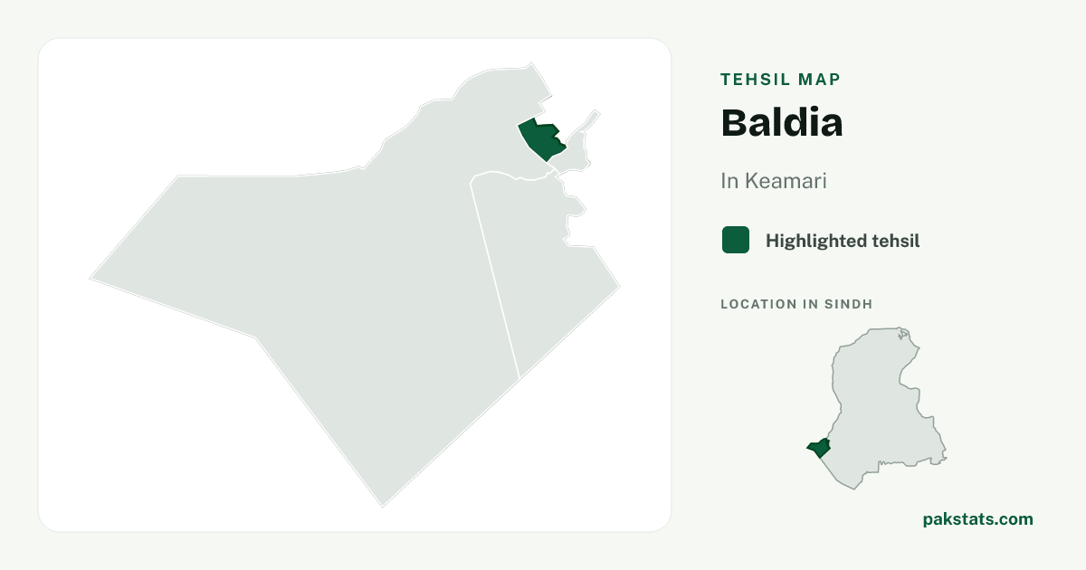 Locator map of Baldia highlighted within Keamari.