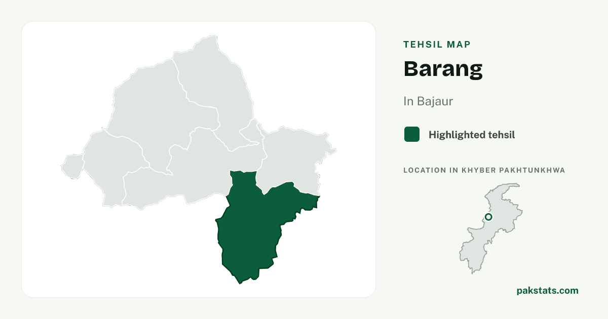 Locator map of Barang highlighted within Bajaur.