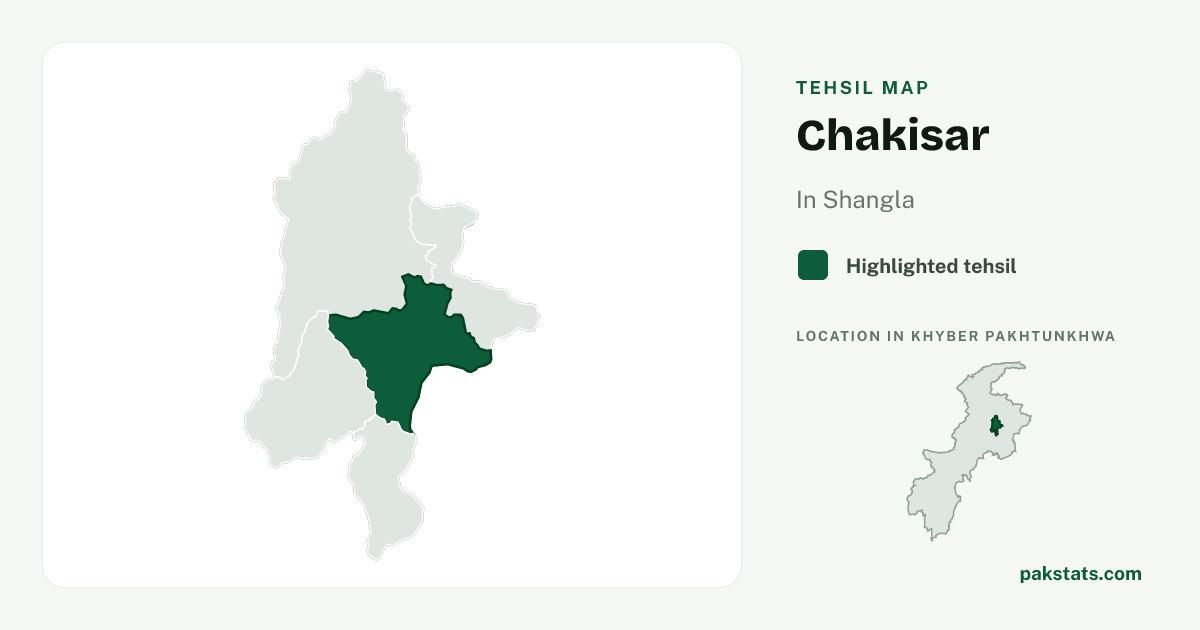 Locator map of Chakisar highlighted within Shangla.
