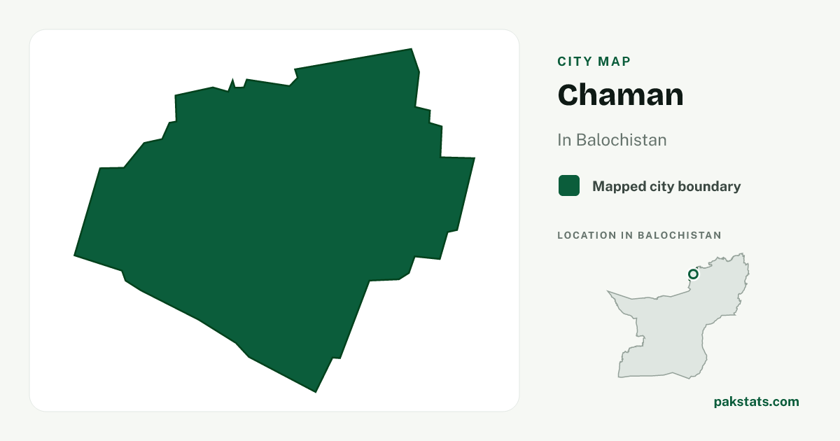Locator map of Chaman highlighted within Balochistan.
