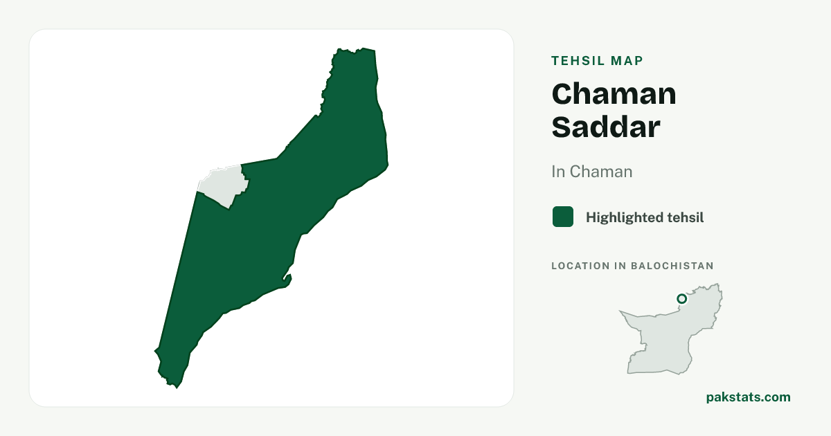 Locator map of Chaman Saddar highlighted within Chaman.