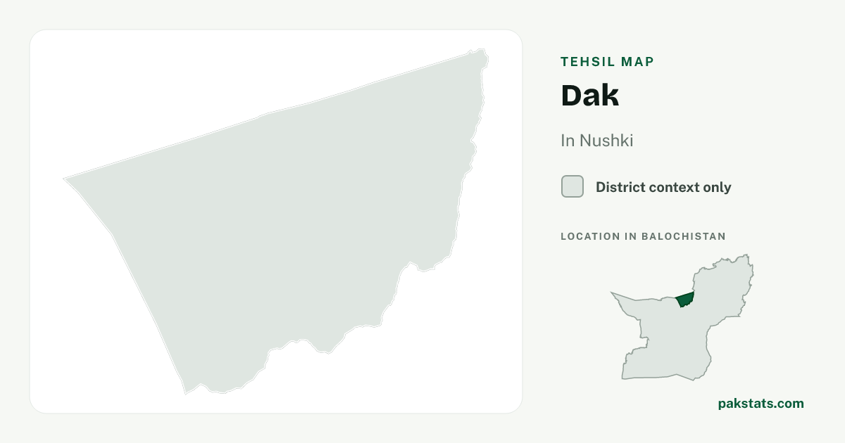 District context map for Dak; no unambiguous current boundary matches the 2023 census tehsil.