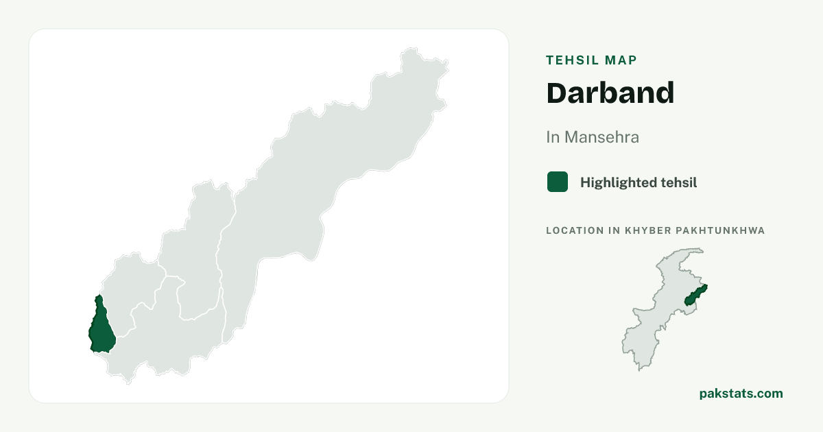 Locator map of Darband highlighted within Mansehra.