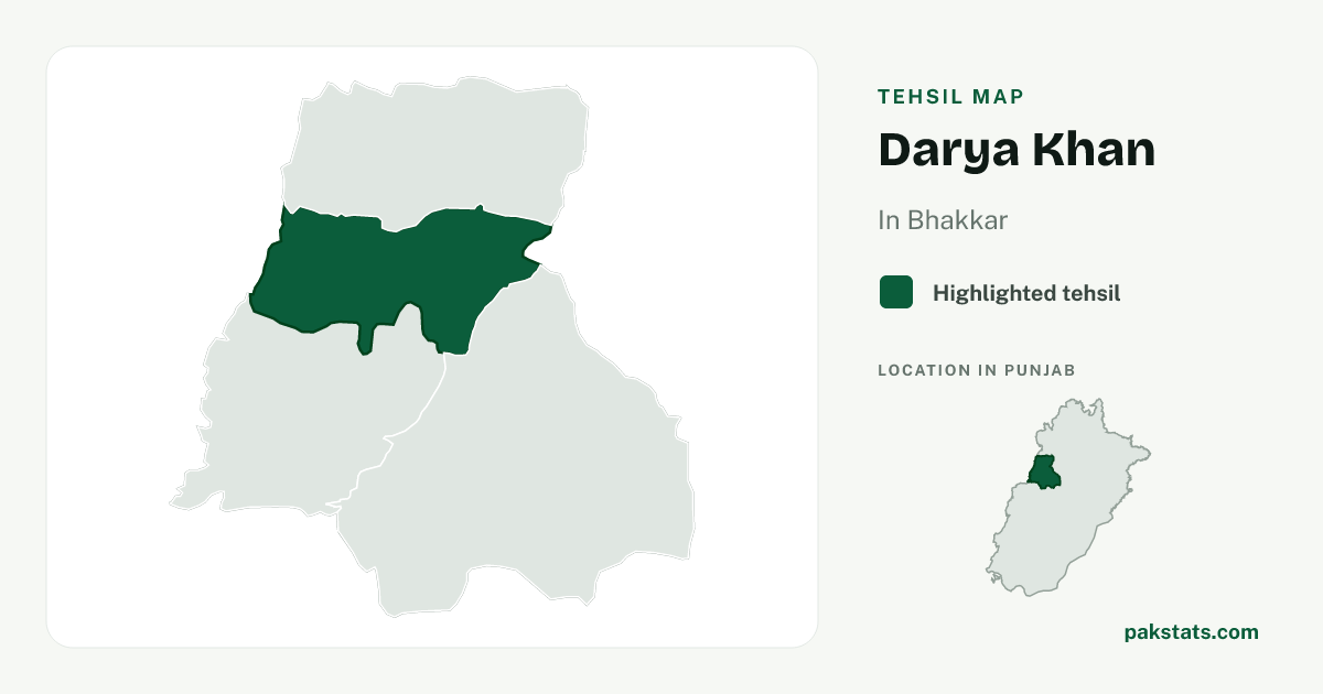Locator map of Darya Khan highlighted within Bhakkar.