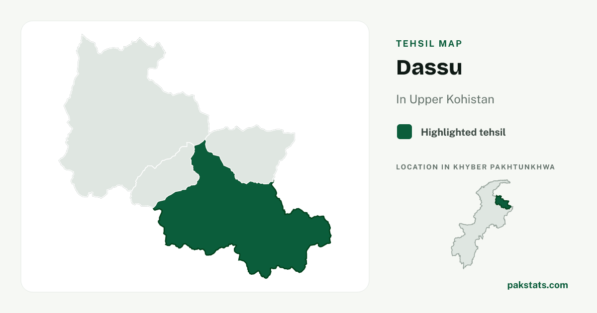 Locator map of Dassu highlighted within Upper Kohistan.